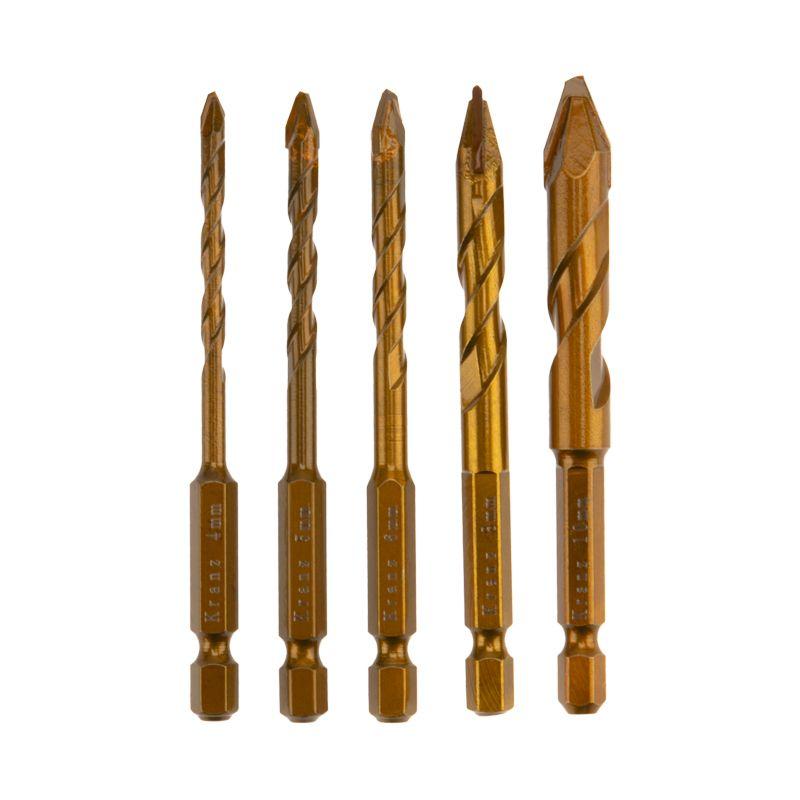  Набор сверл по стеклу и керамике 4-10мм сухое сверление пластик. кейс (5 предметов) Kranz KR-91-0653 фото в каталоге от BTSprom.by