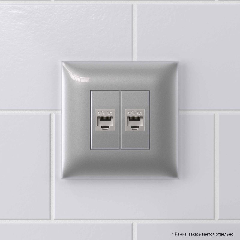  Розетка компьютерная 2-м СП Avanti "Закаленная сталь" RJ45 кат.6A без шторок экранир. механизм DKC 4404774 фото в каталоге от BTSprom.by