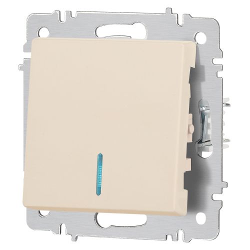  Выключатель 1-кл. СП Accent 6-102-02 10А IP20 250В с подсветкой AL/CU сл. кость Intro Б0063428 фото в каталоге от BTSprom.by