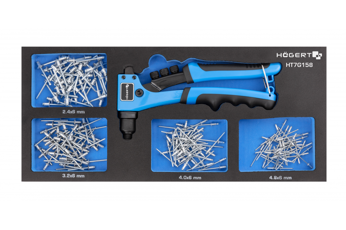 hoegert заклепочник с заклепками 201 шт., ложемент eva          2,4 мм 50 шт.
3,2 мм 50 шт.
4,0 мм 50 шт.
4,8 мм 50 шт. от BTSprom.by