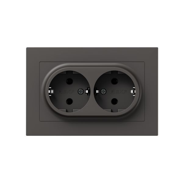 розетка 2-м сп эпика 16а с заземл. без защ. шторок с рамкой механизм мокко ekf up1-som-210 от BTSprom.by