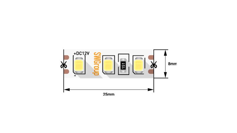 лента светодиодная стандарт 2835 120 led/м 9.6вт/м нейтр. бел. 12в ip20 (уп.5м) swg standard 00-00007264 от BTSprom.by