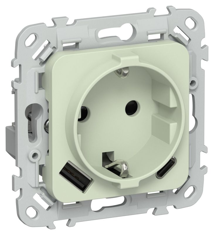 розетка 1-м сп flite рсюшс11-1-флп 16а с usb a+c 20вт с заземл. с защ. шторками безвинтовое крепление механизм панг iek fi-r14-16-1-u22-020-k92 от BTSprom.by