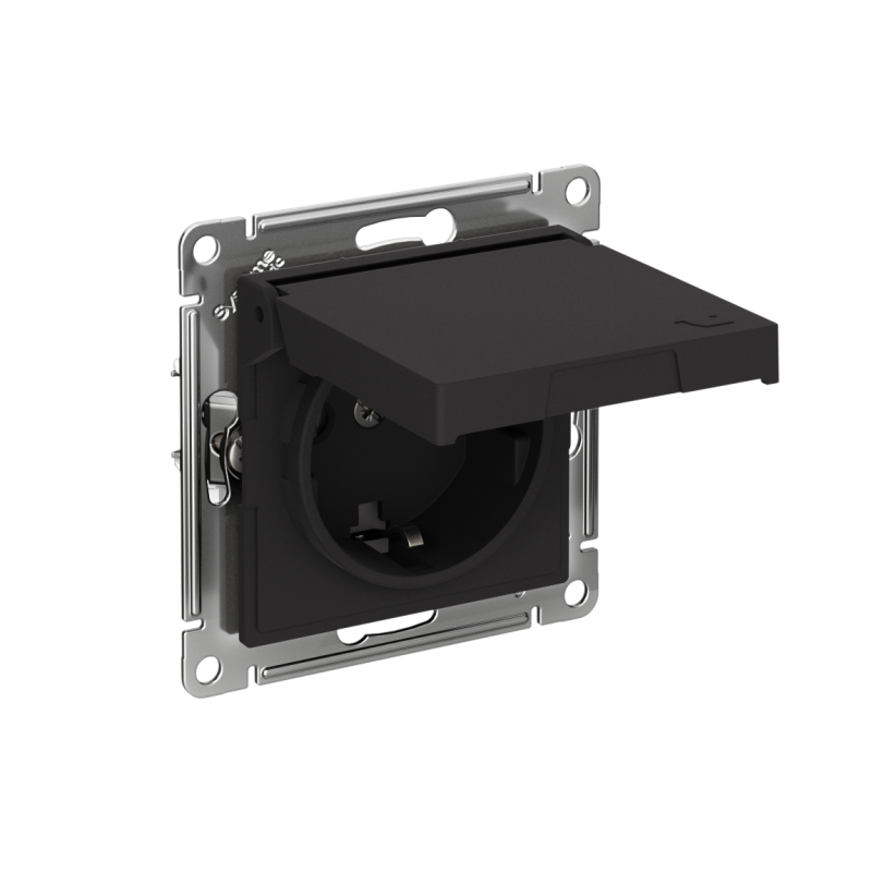 розетка atlasdesign 16а ip20 с заземл. защ. шторки с крышкой быстрозажим. клем. механизм карбон se atn001046s от BTSprom.by
