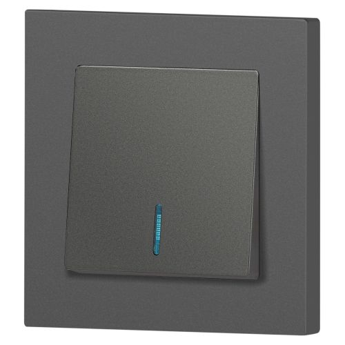  Выключатель 1-кл. СП Accent 6-102-07 10А IP20 250В с подсветкой AL/CU графит Intro Б0063434 фото в каталоге от BTSprom.by