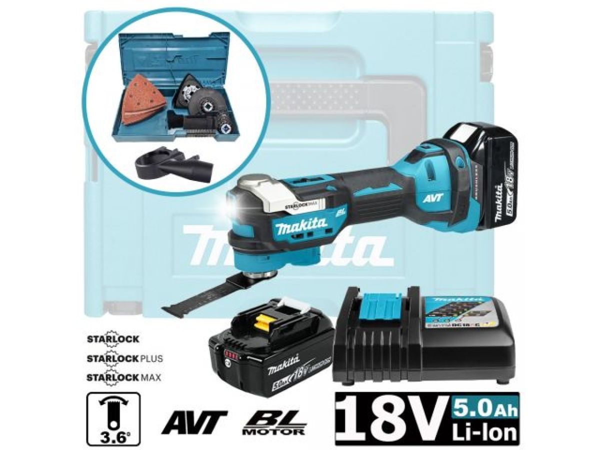 аккум. многофункциональный инструмент (реноватор) makita lxt dtm 52 rtjx1 makpac (18.0 в, 2 акк., 5.0 а/ч, li-ion, 20000 об/мин) dtm52rtjx1 от BTSprom.by