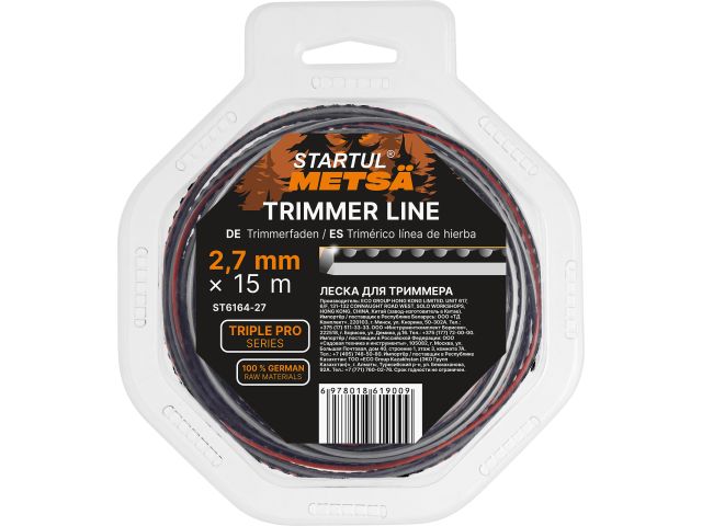 леска ф 2.7 мм х 15 м зубчатый квадрат сеч. triple pro startul metsa (трехкомпонентная) st6164-27 от BTSprom.by