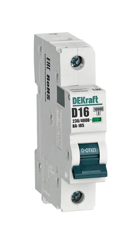 выключатель автоматический модульный 1п d 16а 10ка ва-105 dekraft 13201dek от BTSprom.by