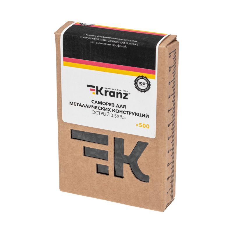  Саморез для металлических конструкций острый 3.5х9.5 (уп.500шт) Kranz KR-01-3351-005 фото в каталоге от BTSprom.by
