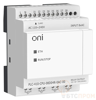 модуль цпу плк 410 8 di 4 ro 220в ac с ethernet портом без экрана oni plc-410-cpu-08d04r-0ac-00 от BTSprom.by
