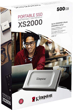 диск жесткий внешний sxs2000/1000g xs2000 1000gb external ssd usb 3.2 gen2 type-c r/w 2000/2000mb/s silver kingston 1000646422 от BTSprom.by