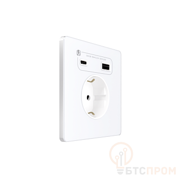 розетка сп systeme infinity 16а 250в с заземл. и заряд. устр. usb а+с 20вт защ. шторки арктич. лед se fse000132 от BTSprom.by