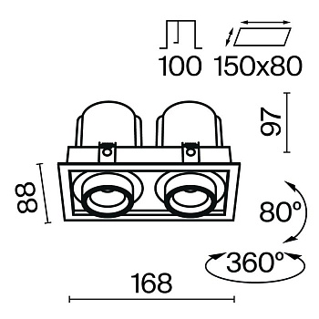 светильник встраиваемый hidden 3000к 2х10вт 24град. maytoni dl095-02-10w3k-w от BTSprom.by
