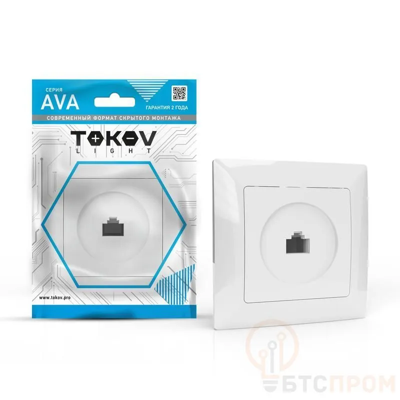  Розетка компьютерная 1-м СП AVA в сборе бел. TOKOV LIGHT TKL-AV-RC1-C01 фото в каталоге от BTSprom.by
