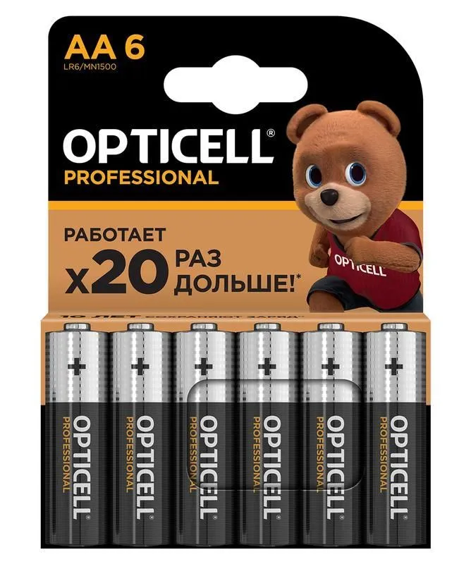 элемент питания алкалиновый aa/lr6 (блист. 6шт) professional opticell 5052003 от BTSprom.by