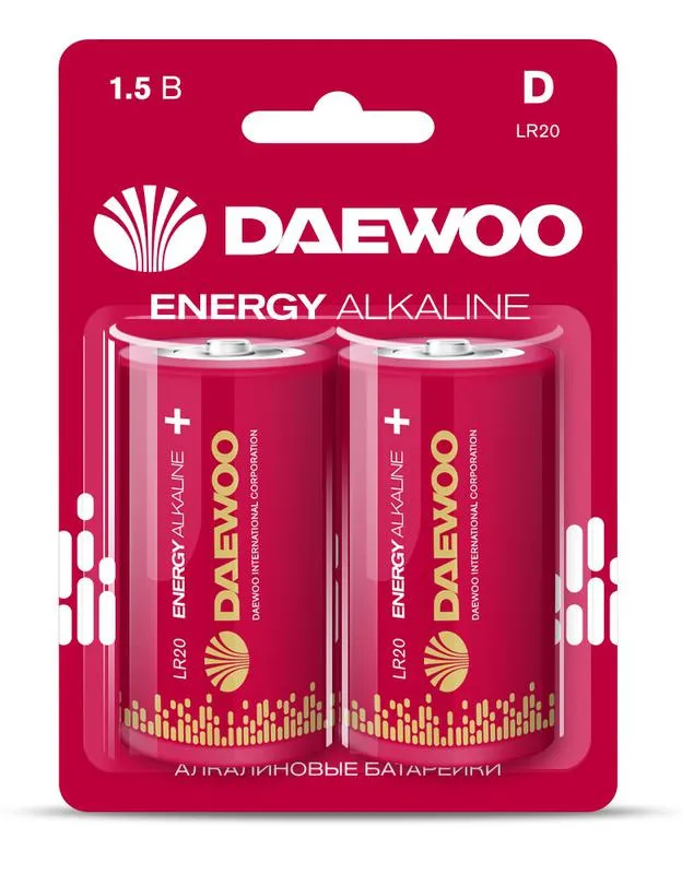 элемент питания алкалиновый d/lr20 1.5в energy alkaline 2021 bl-2 (уп.2шт) daewoo 5030022 от BTSprom.by