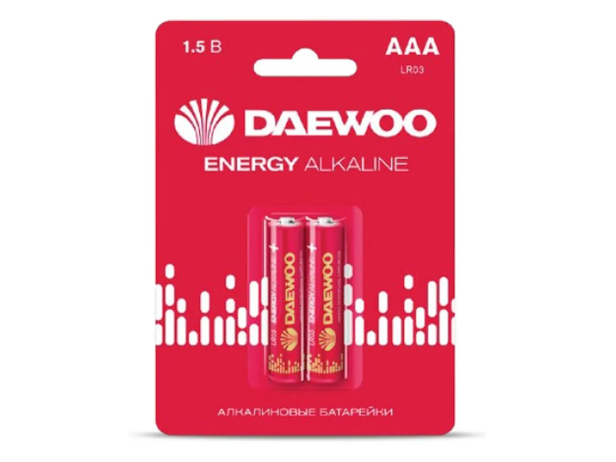 батарейка aaa lr03 1,5v alkaline bl-2шт daewoo energy 5029873 от BTSprom.by