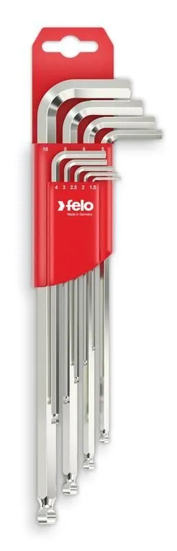 набор ключей шестигранных г-образ. удлиненных с шаровым окончанием hex 1.5-10.0 (9 предметов) felo 36500911 от BTSprom.by